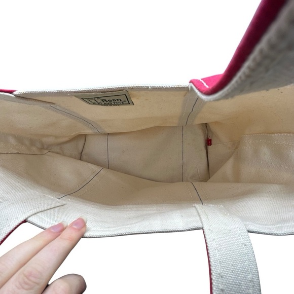 L.L.Bean Boat and Tote Small / Mini Canvas Bag Red Trim Made in USA 18” VTG - Picture 4 of 7